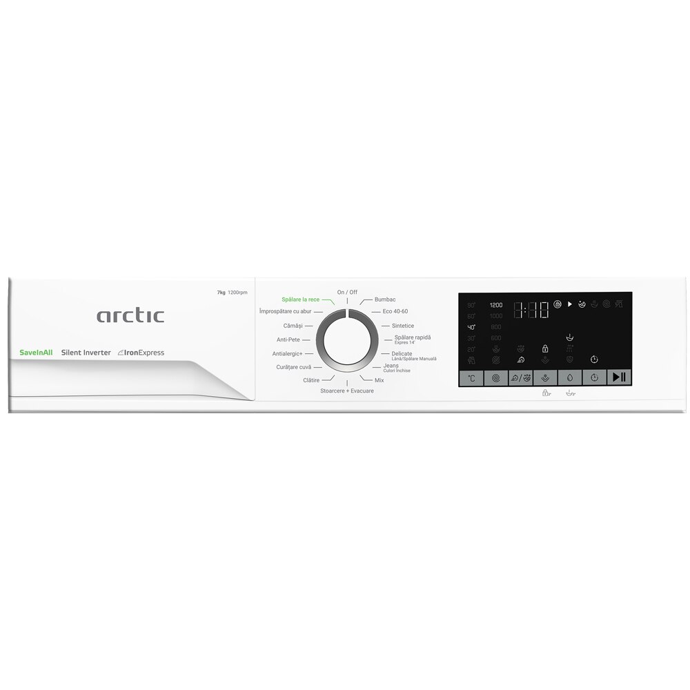 Masina de spalat rufe frontala ARCTIC APLM2WFSU27211W, ExtraSteam, 7 kg, 1200rpm, Clasa A, alb