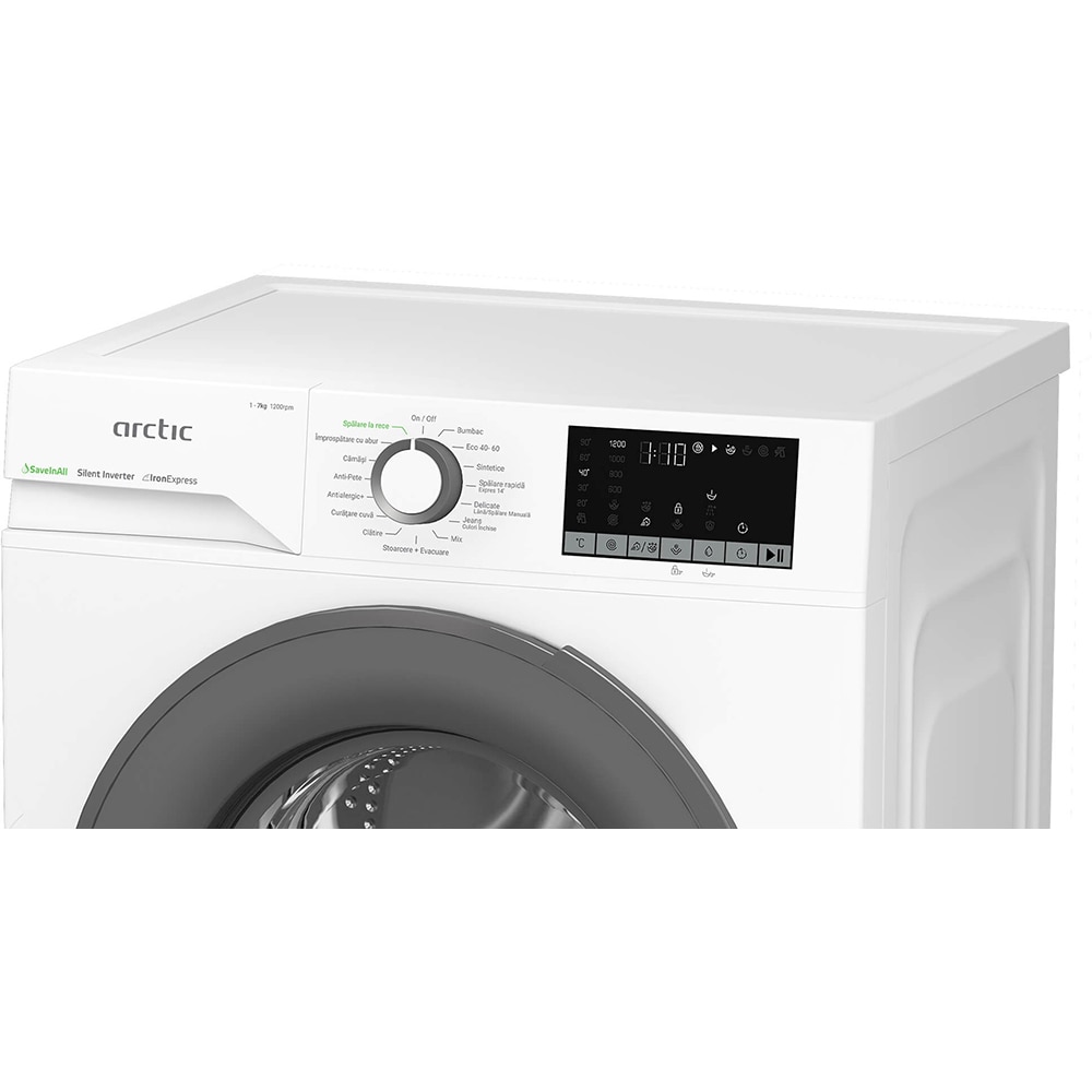 Masina de spalat rufe frontala ARCTIC APLM2WFSU27211W, ExtraSteam, 7 kg, 1200rpm, Clasa A, alb