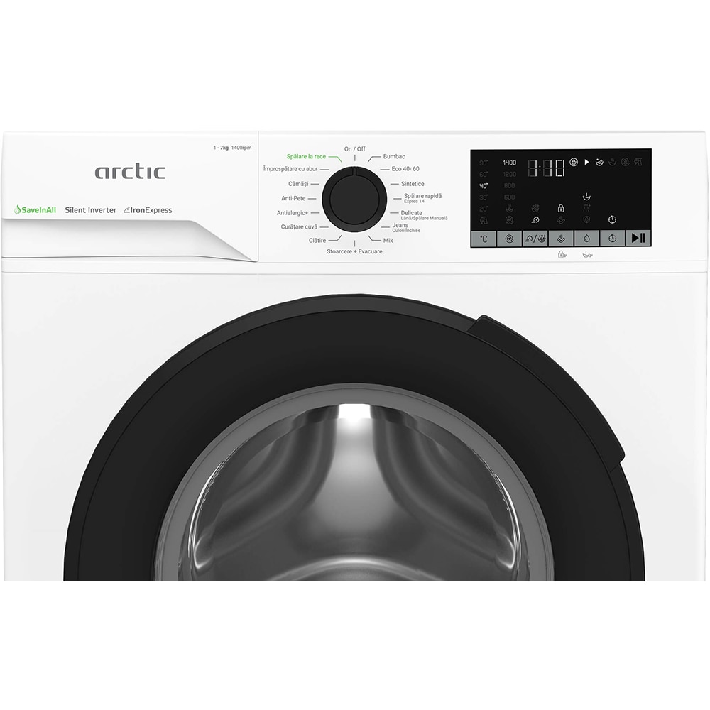 Masina de spalat rufe frontala ARCTIC APLM2WFSU27411W, ExtraSteam, 7 kg, 1400rpm, Clasa A, alb