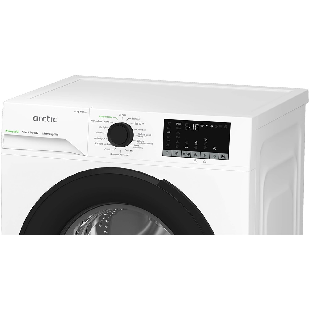 Masina de spalat rufe frontala ARCTIC APLM2WFSU27411W, ExtraSteam, 7 kg, 1400rpm, Clasa A, alb