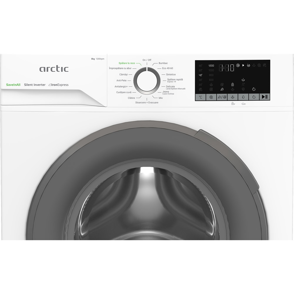 Masina de spalat rufe frontala ARCTIC APLM2WFSU28211WG, ExtraSteam, 8 kg, 1200rpm, Clasa A, alb