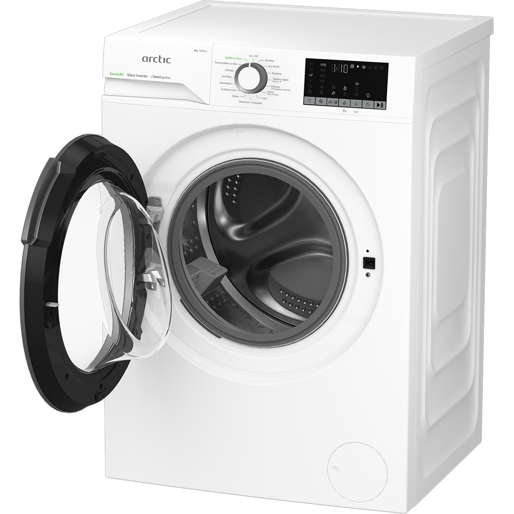 Masina de spalat rufe frontala ARCTIC APLM2WFSU28211WG, ExtraSteam, 8 kg, 1200rpm, Clasa A, alb