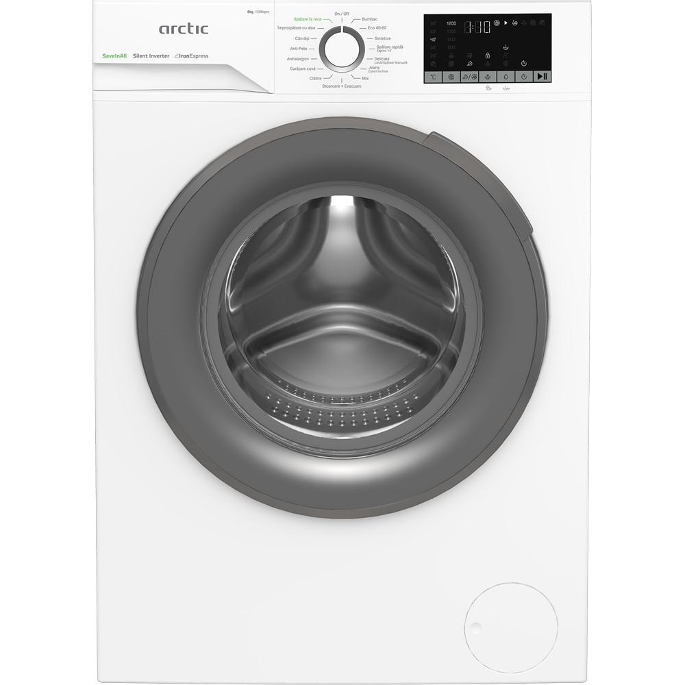 Masina de spalat rufe frontala ARCTIC APLM2WFSU28211WG, ExtraSteam, 8 kg, 1200rpm, Clasa A, alb