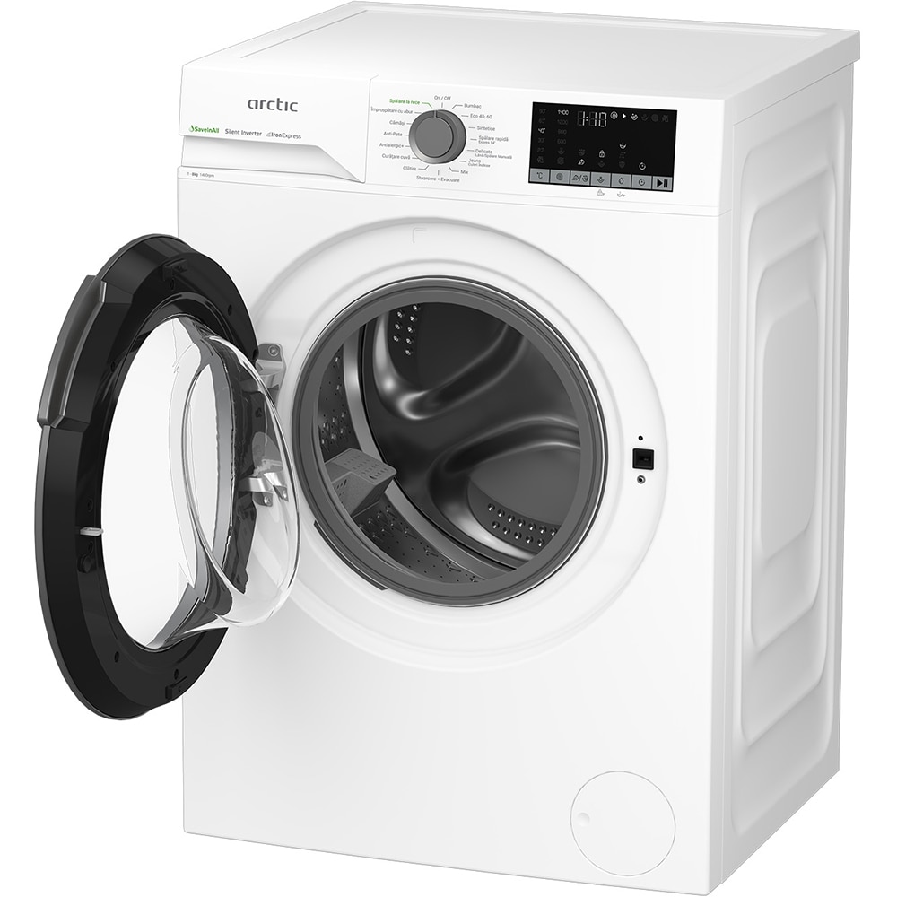 Masina de spalat rufe frontala ARCTIC APLM2WFSU28411W, ExtraSteam, 8 kg, 1400rpm, Clasa A, alb