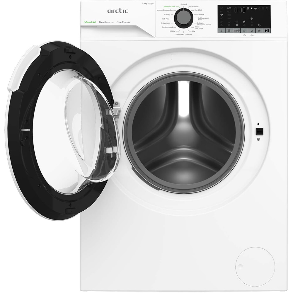 Masina de spalat rufe frontala ARCTIC APLM2WFSU29412W, ExtraSteam, 9 kg, 1400rpm, Clasa A, alb