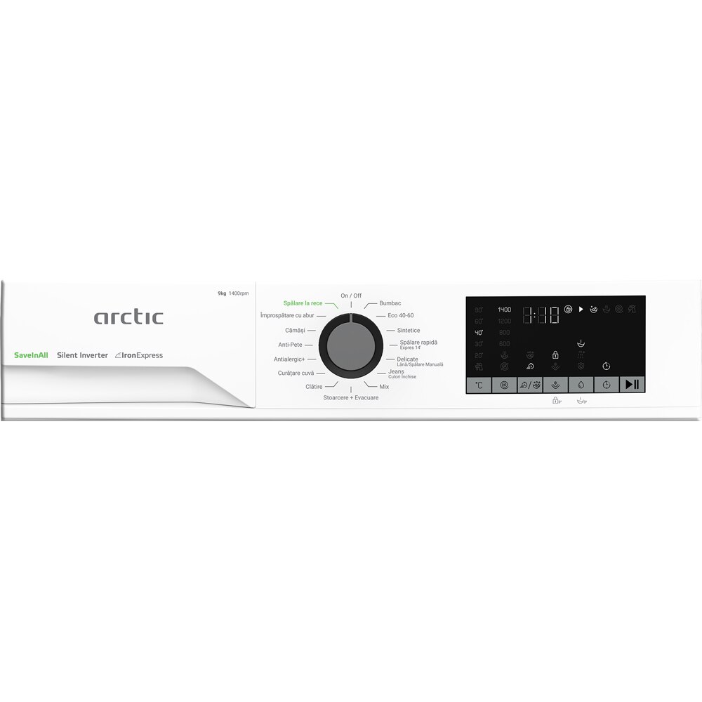 Masina de spalat rufe frontala ARCTIC APLM2WFSU29412W, ExtraSteam, 9 kg, 1400rpm, Clasa A, alb