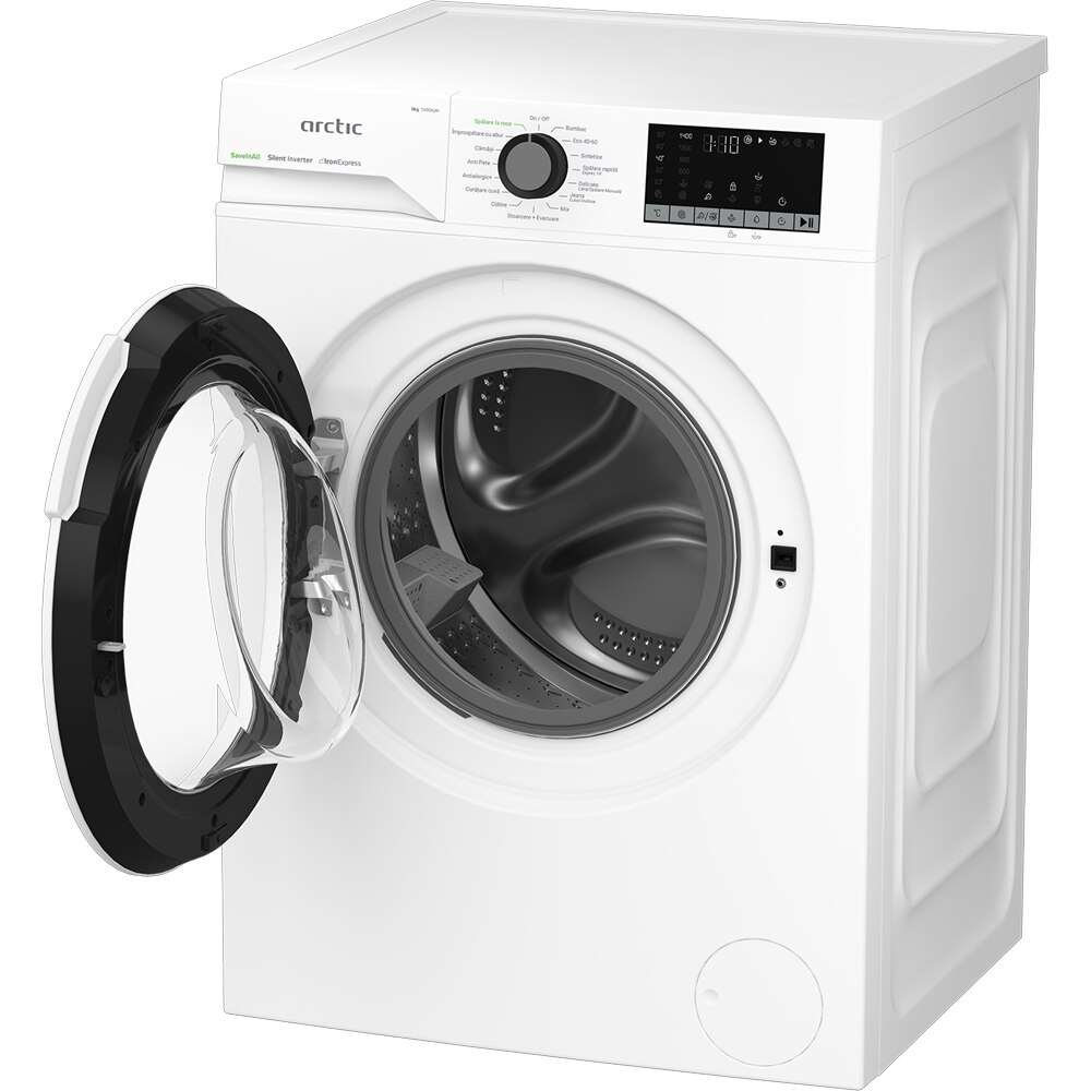 Masina de spalat rufe frontala ARCTIC APLM2WFSU29412W, ExtraSteam, 9 kg, 1400rpm, Clasa A, alb