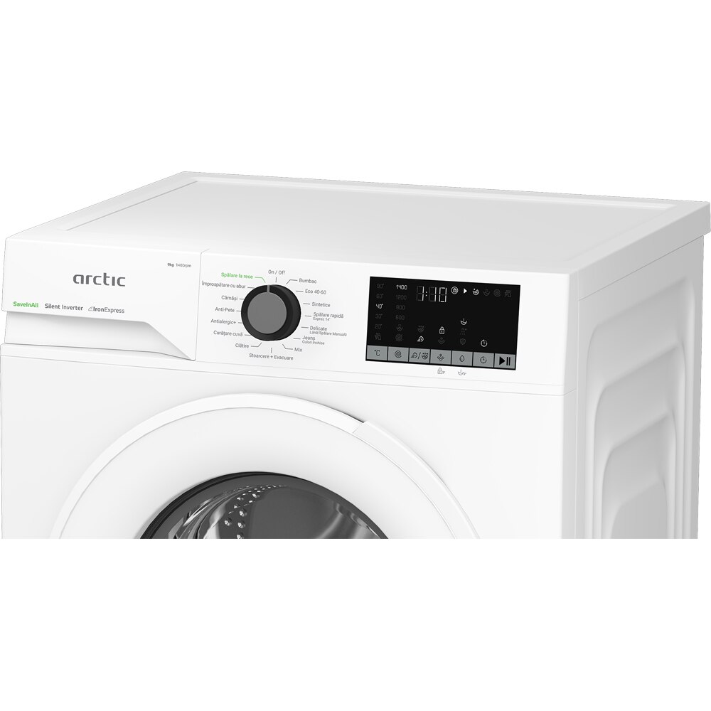 Masina de spalat rufe frontala ARCTIC APLM2WFSU29412W, ExtraSteam, 9 kg, 1400rpm, Clasa A, alb