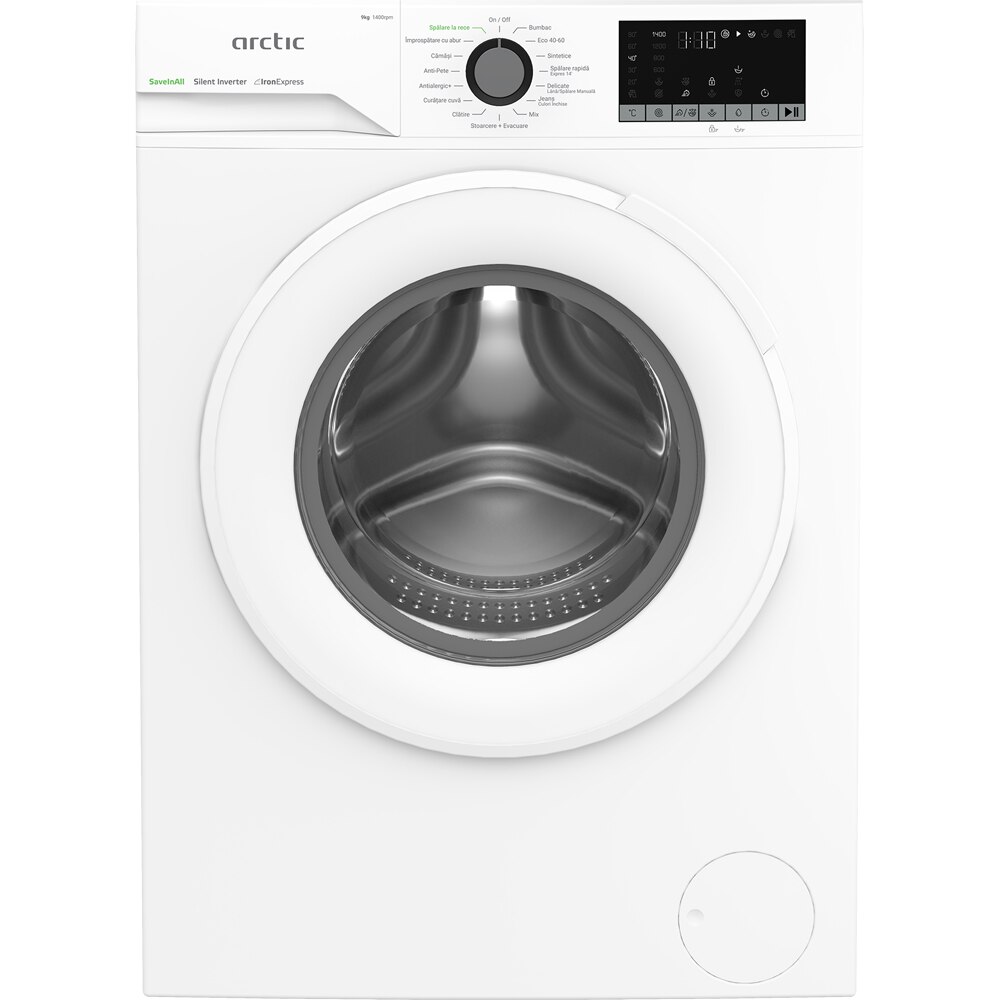 Masina de spalat rufe frontala ARCTIC APLM2WFSU29412W, ExtraSteam, 9 kg, 1400rpm, Clasa A, alb