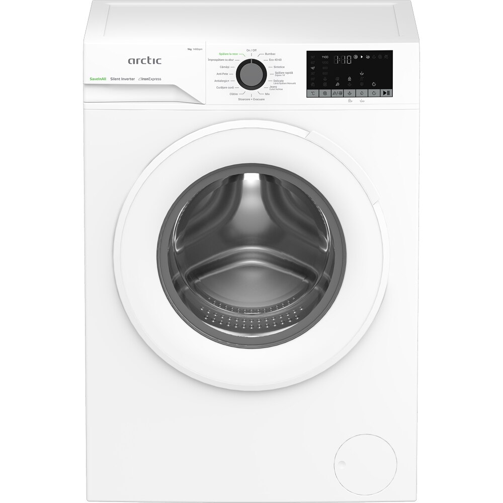 Masina de spalat rufe frontala ARCTIC APLM2WFSU29412W, ExtraSteam, 9 kg, 1400rpm, Clasa A, alb