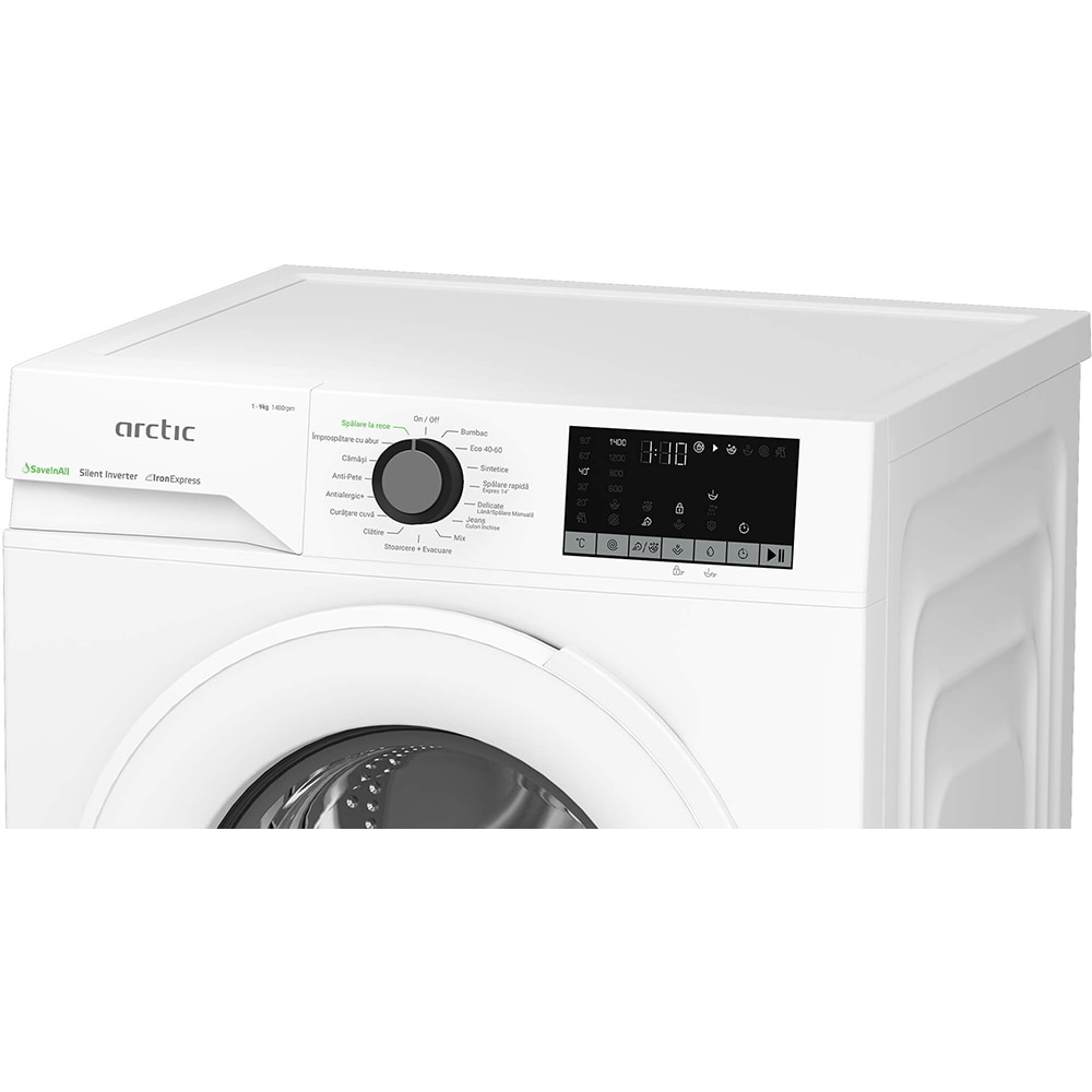 Masina de spalat rufe frontala ARCTIC APLM2WFSU29412W, ExtraSteam, 9 kg, 1400rpm, Clasa A, alb