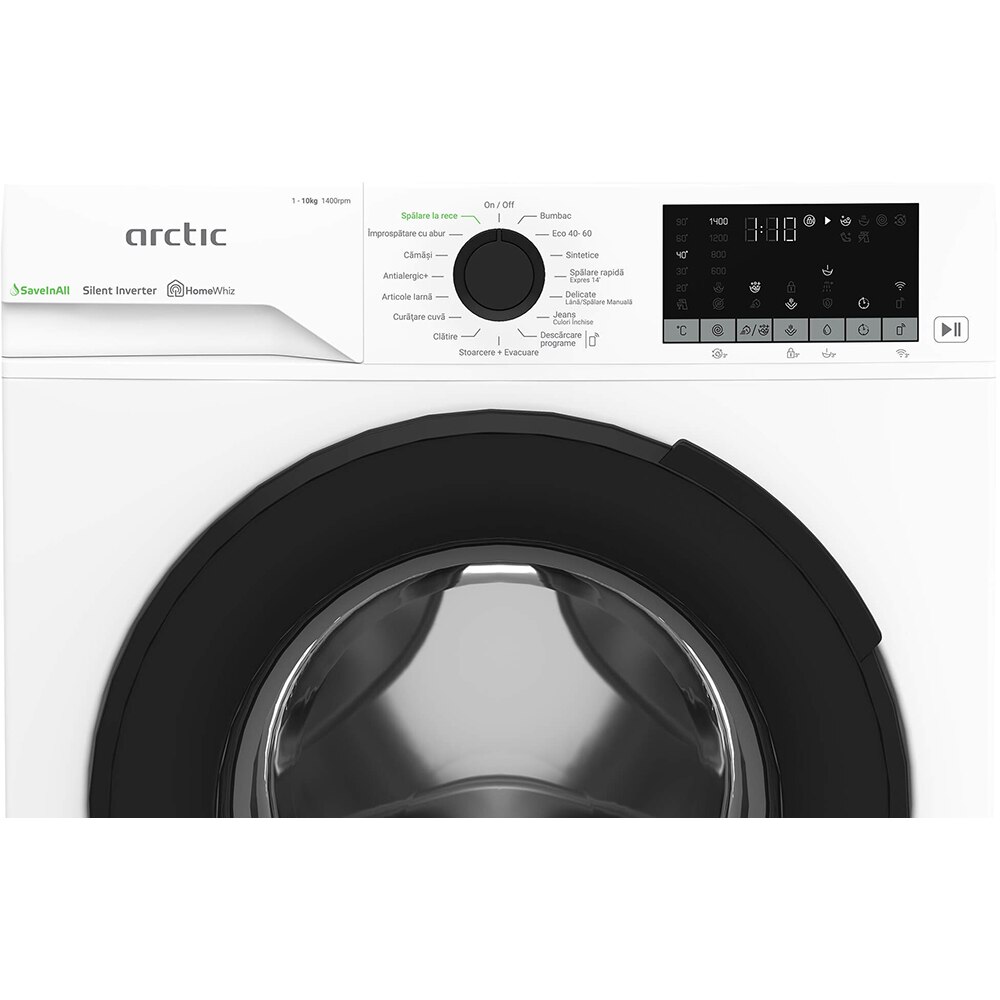 Masina de spalat rufe frontala ARCTIC APLM3WFSU310411W, ExtraSteam, 10 kg, 1400rpm, Clasa A, Wi-Fi, alb