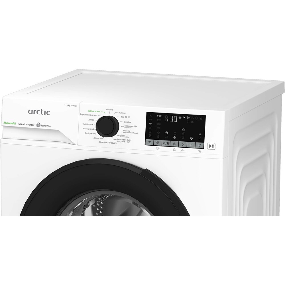 Masina de spalat rufe frontala ARCTIC APLM3WFSU310411W, ExtraSteam, 10 kg, 1400rpm, Clasa A, Wi-Fi, alb