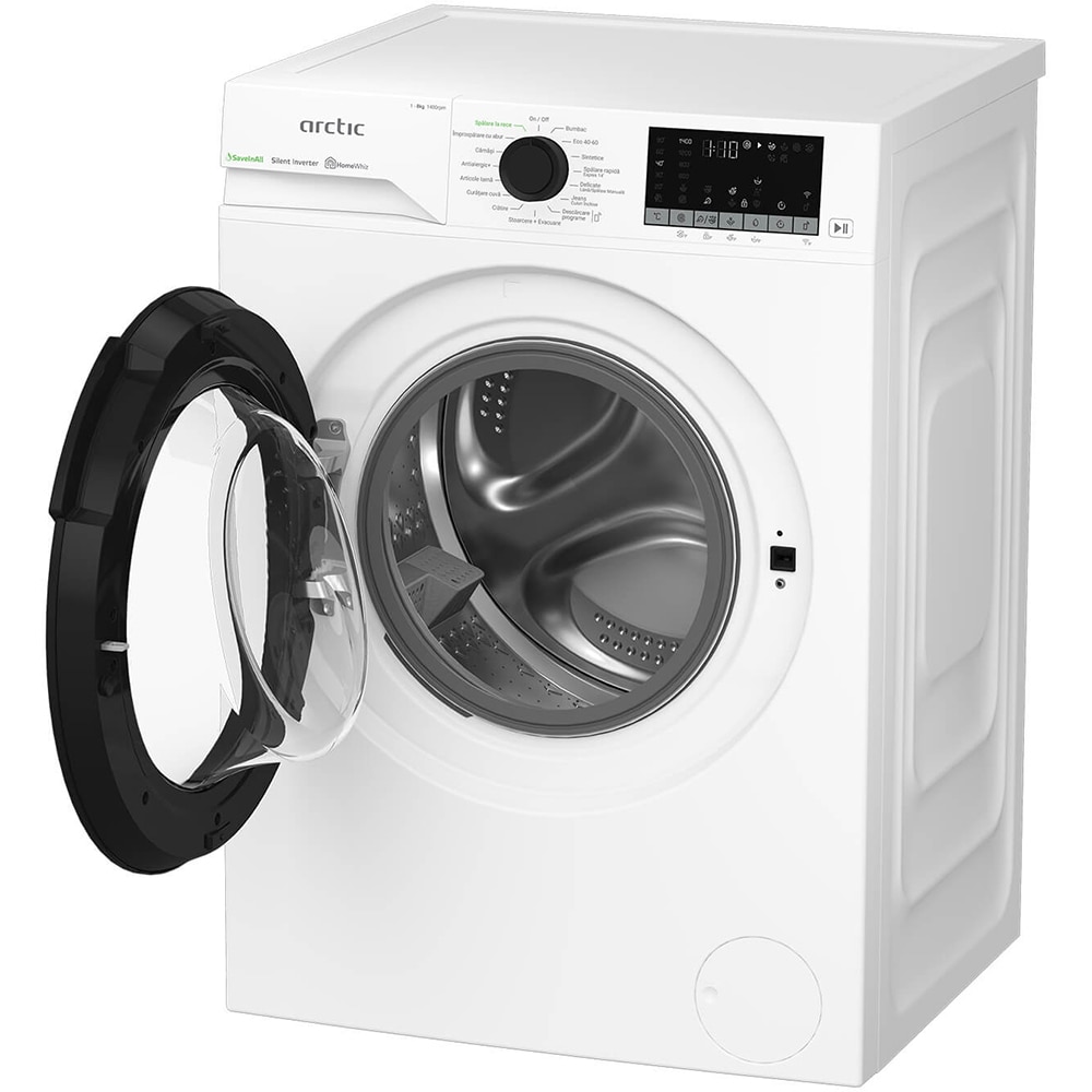 Masina de spalat rufe frontala ARCTIC APLM3WFSU38412W, ExtraSteam, 8 kg, 1400rpm, Clasa A, Wi-Fi, alb