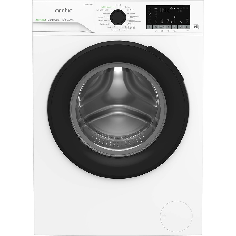 Masina de spalat rufe frontala ARCTIC APLM3WFSU38412W, ExtraSteam, 8 kg, 1400rpm, Clasa A, Wi-Fi, alb