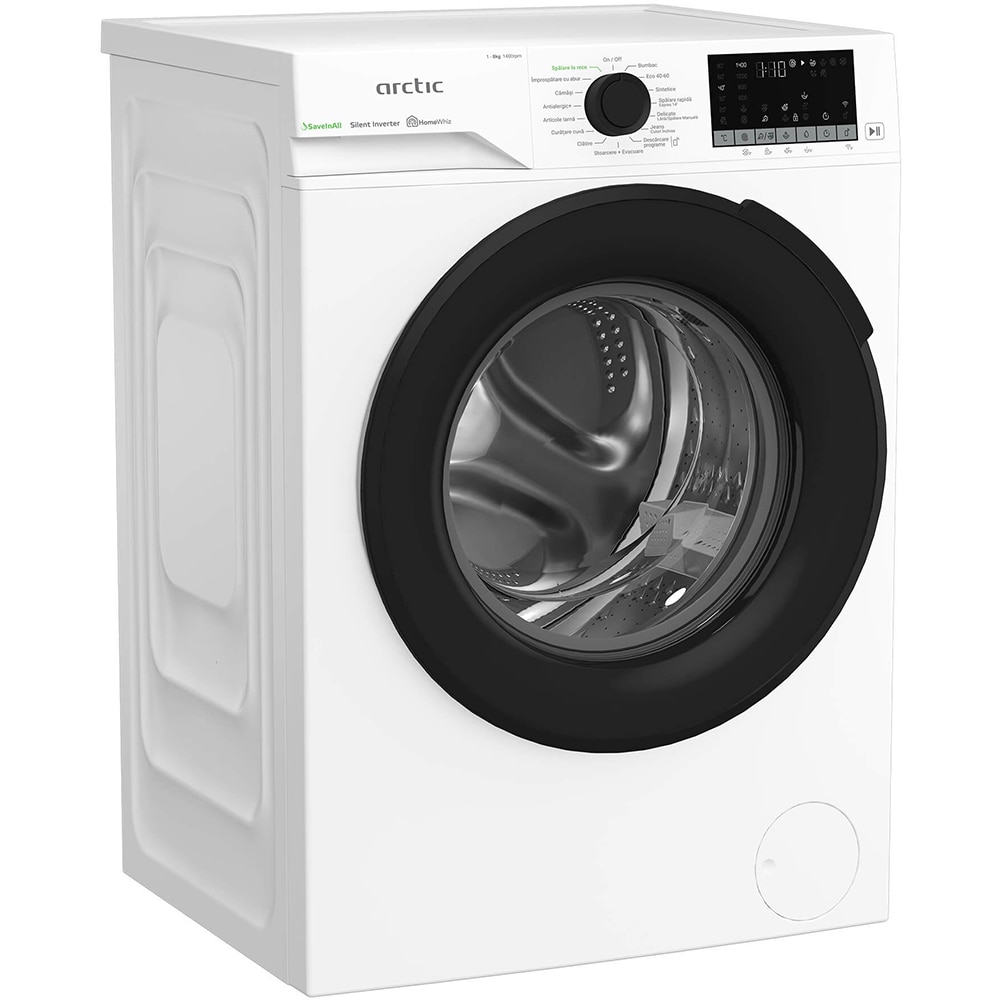 Masina de spalat rufe frontala ARCTIC APLM3WFSU38412W, ExtraSteam, 8 kg, 1400rpm, Clasa A, Wi-Fi, alb