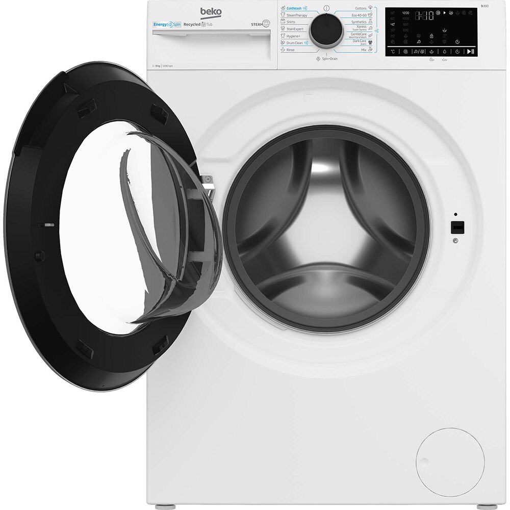 Masina de spalat rufe frontala BEKO B3WFU48215WB2 ES, EnergySpin, SteamCure, 8 kg, 1200rpm, Clasa A, alb