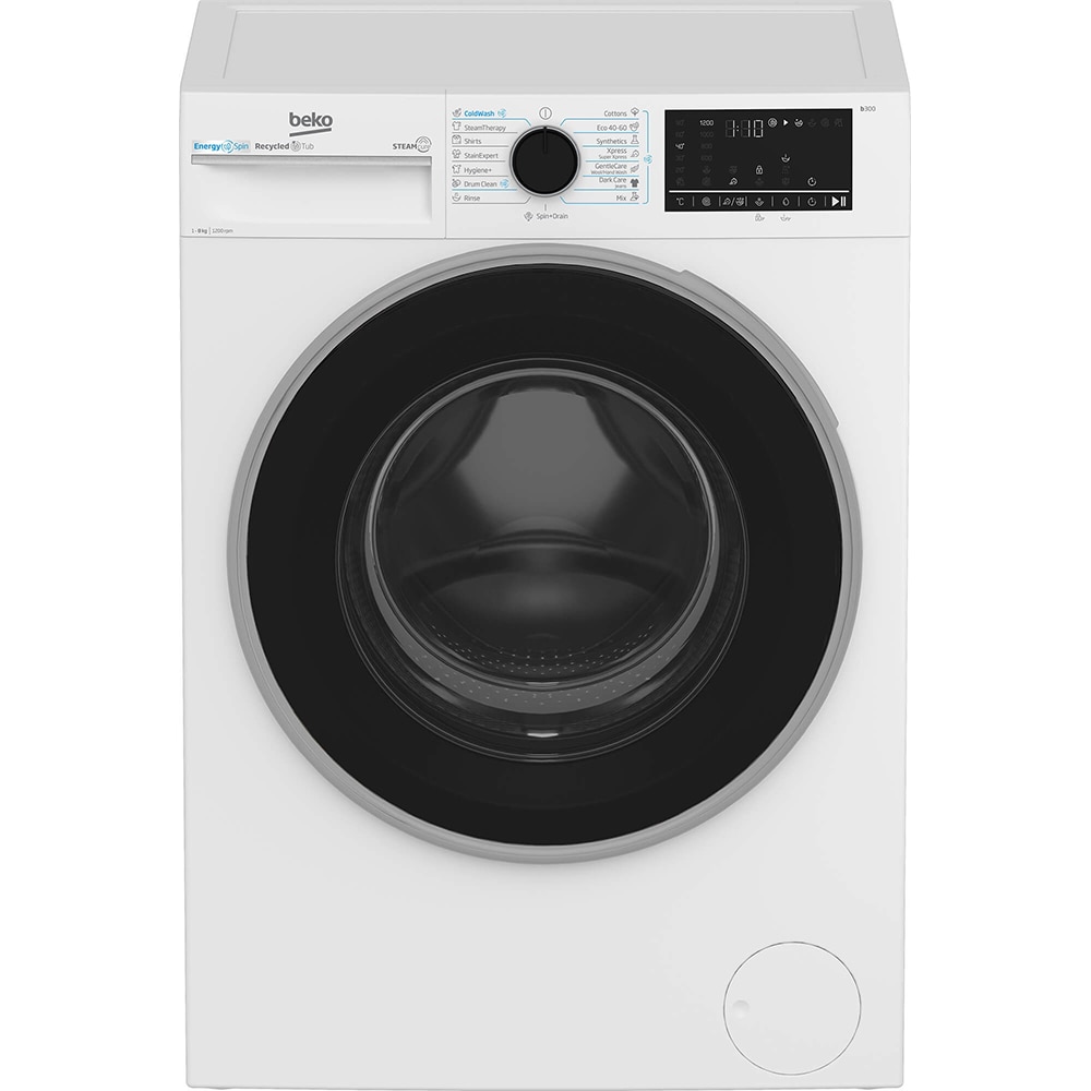 Masina de spalat rufe frontala BEKO B3WFU48215WB2 ES, EnergySpin, SteamCure, 8 kg, 1200rpm, Clasa A, alb