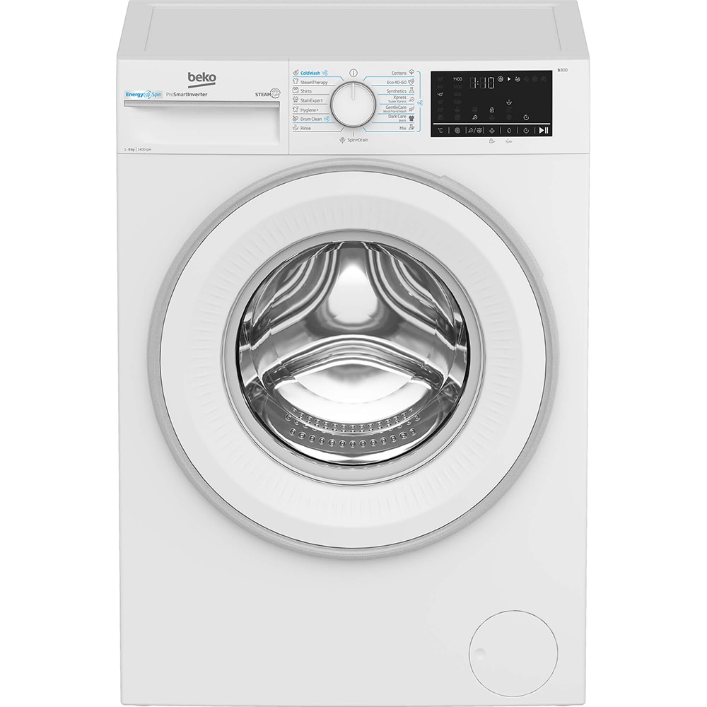Masina de spalat rufe frontala BEKO B3WFU48415WWES, EnergySpin, SteamCure, 8 kg, 1400rpm, Clasa A, alb