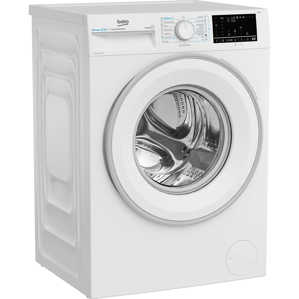 Masina de spalat rufe frontala BEKO B3WFU48415WWES, EnergySpin, SteamCure, 8 kg, 1400rpm, Clasa A, alb