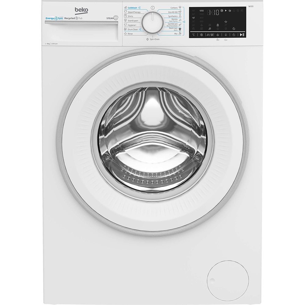 Masina de spalat rufe frontala BEKO B3WFU49215WW ES, EnergySpin, SteamCure, 9 kg, 1200rpm, Clasa A, alb