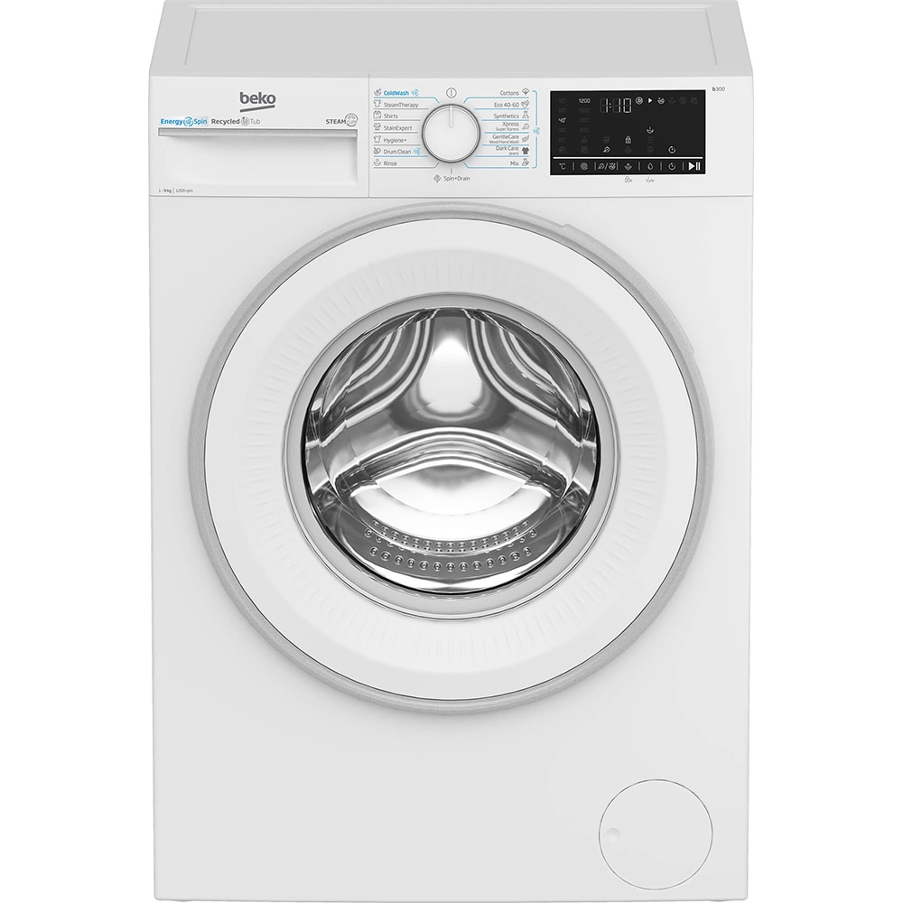 Masina de spalat rufe frontala BEKO B3WFU49215WW ES, EnergySpin, SteamCure, 9 kg, 1200rpm, Clasa A, alb