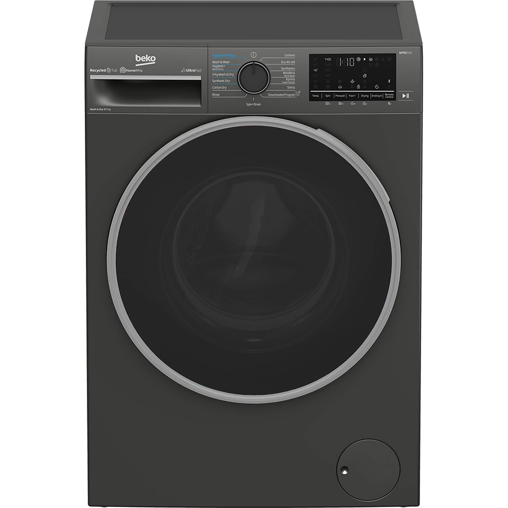 Masina de spalat rufe frontala cu uscator BEKO B5DFT58442M, SteamCure, 8/5 kg, 1400rpm, Clasa A/D, gri inchis
