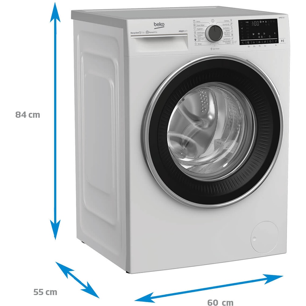 Masina de spalat rufe frontala BEKO B5WFU78418WB, AquaTech, SteamCure, 8kg, 1400rpm, Clasa A, alb