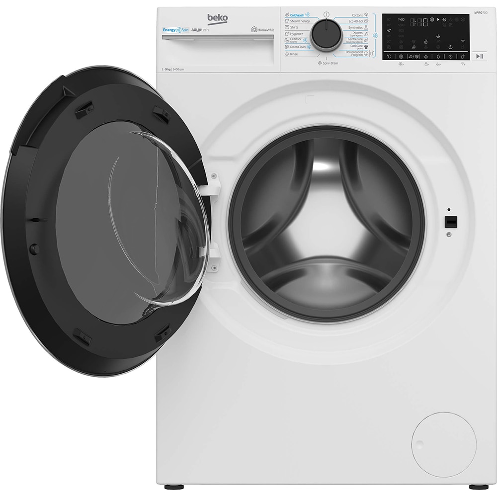 Masina de spalat rufe frontala BEKO B7WFU69418WB ES, EnergySpin, 9 kg, 1400rpm, Clasa A, Wi-Fi, alb