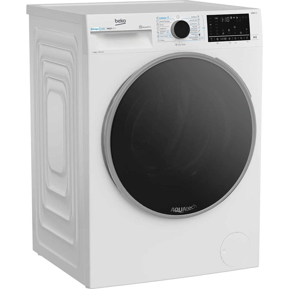 Masina de spalat rufe frontala BEKO B7WFU69418WB ES, EnergySpin, 9 kg, 1400rpm, Clasa A, Wi-Fi, alb