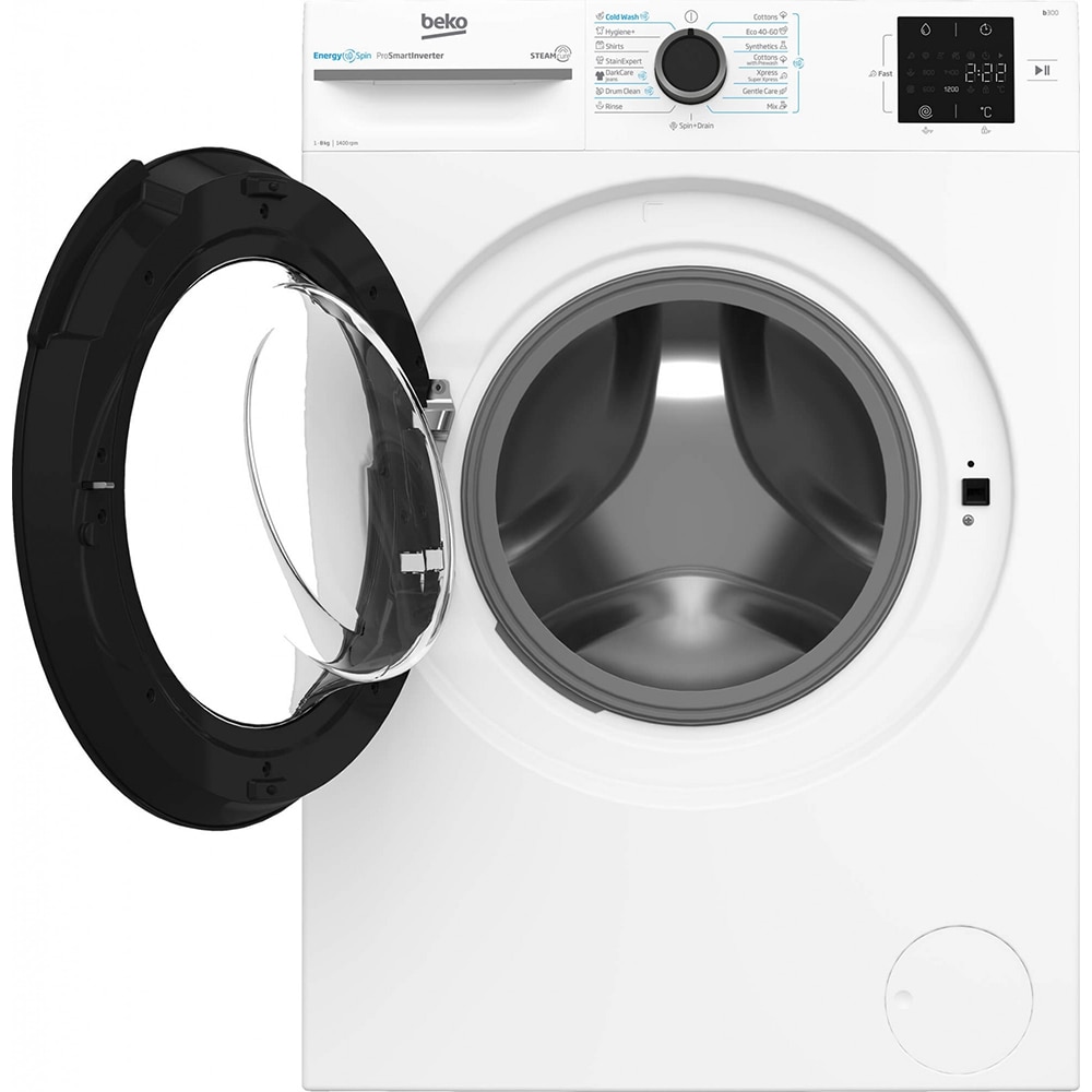 Masina de spalat rufe frontala BEKO BM3WFSU38413WB, SteamCure, 8 kg, 1400rpm, Clasa A, alb