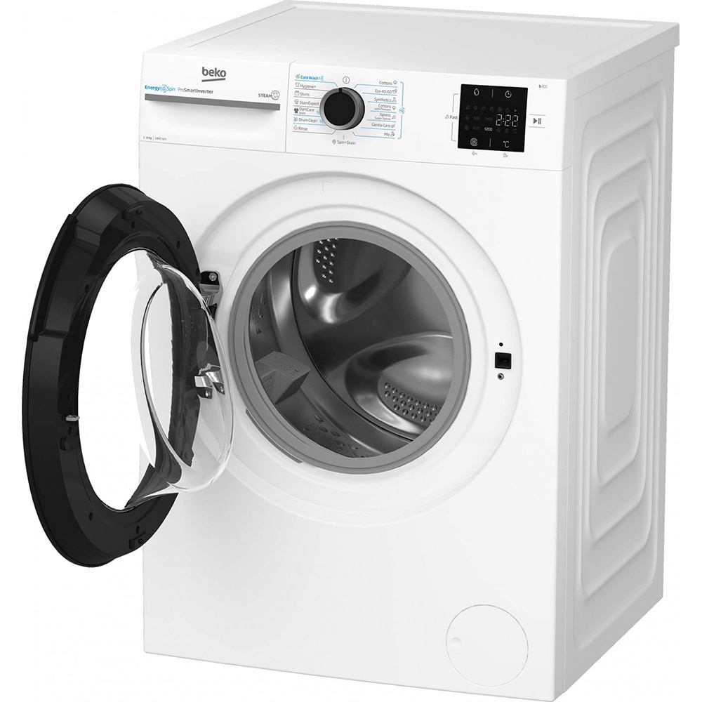 Masina de spalat rufe frontala BEKO BM3WFSU38413WB, SteamCure, 8 kg, 1400rpm, Clasa A, alb