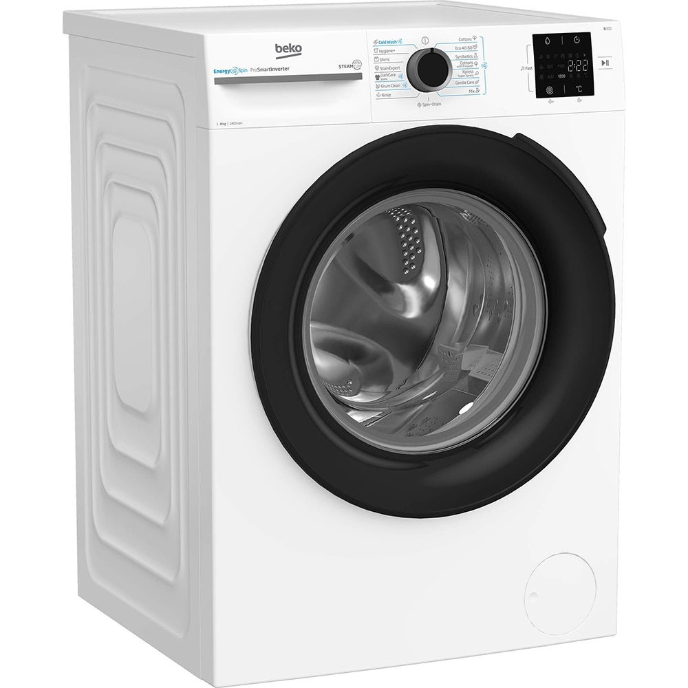 Masina de spalat rufe frontala BEKO BM3WFSU38413WB, SteamCure, 8 kg, 1400rpm, Clasa A, alb