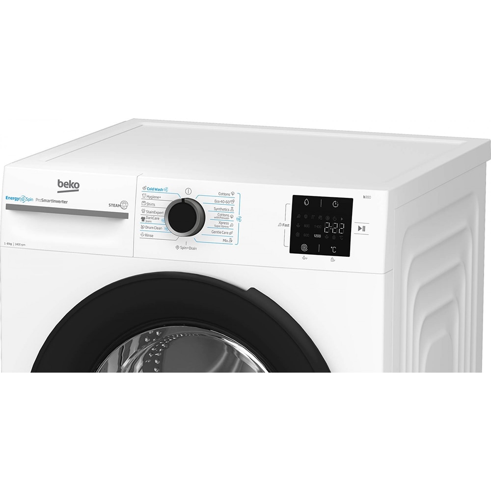 Masina de spalat rufe frontala BEKO BM3WFSU38413WB, SteamCure, 8 kg, 1400rpm, Clasa A, alb