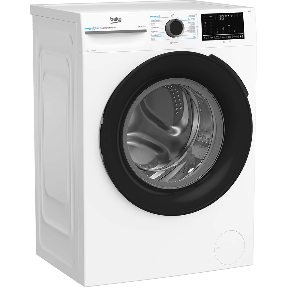 Masina de spalat rufe frontala BEKO BM3WFSU47415WB, EnergySpin, 7 kg, 1400rpm, Clasa A, alb