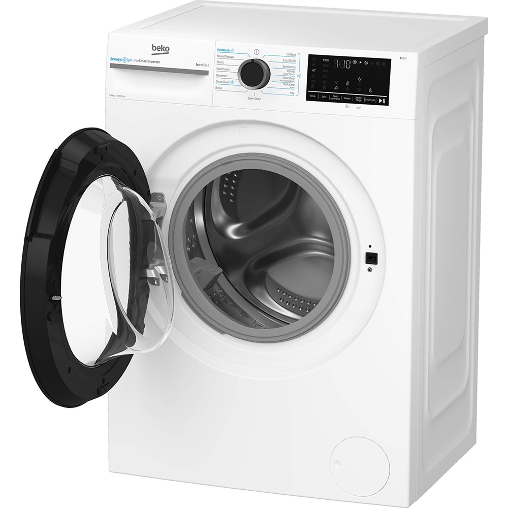 Masina de spalat rufe frontala BEKO BM3WFSU47415WB, EnergySpin, 7 kg, 1400rpm, Clasa A, alb