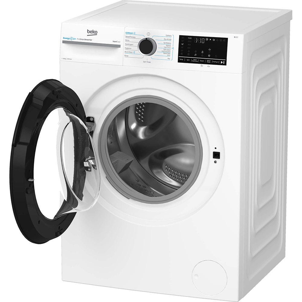 Masina de spalat rufe frontala BEKO BM3WFU410415WB, EnergySpin, 10 kg, 1400rpm, Clasa A, alb