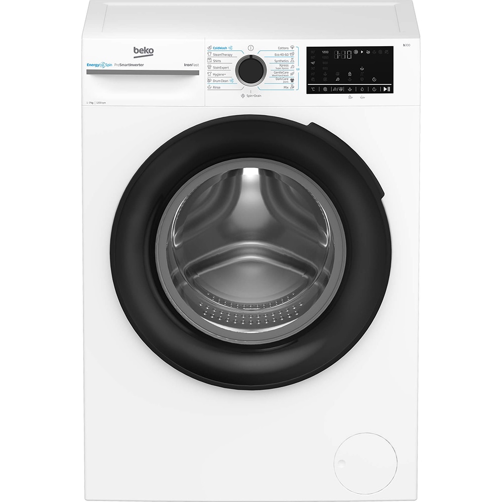 Masina de spalat rufe frontala BEKO BM3WFU47215WB, EnergySpin, 7 kg, 1200rpm, Clasa A, alb