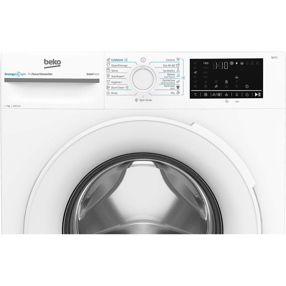 Masina de spalat rufe frontala BEKO BM3WFU47415WW, EnergySpin, 7 kg, 1400rpm, Clasa A, alb