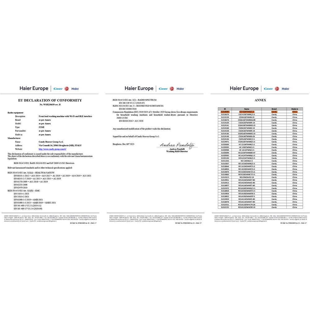 Masina de spalat rufe frontala CANDY CO 4104TWM/1-S, Wi-Fi, 10 kg, 1400rpm, Clasa A, alb