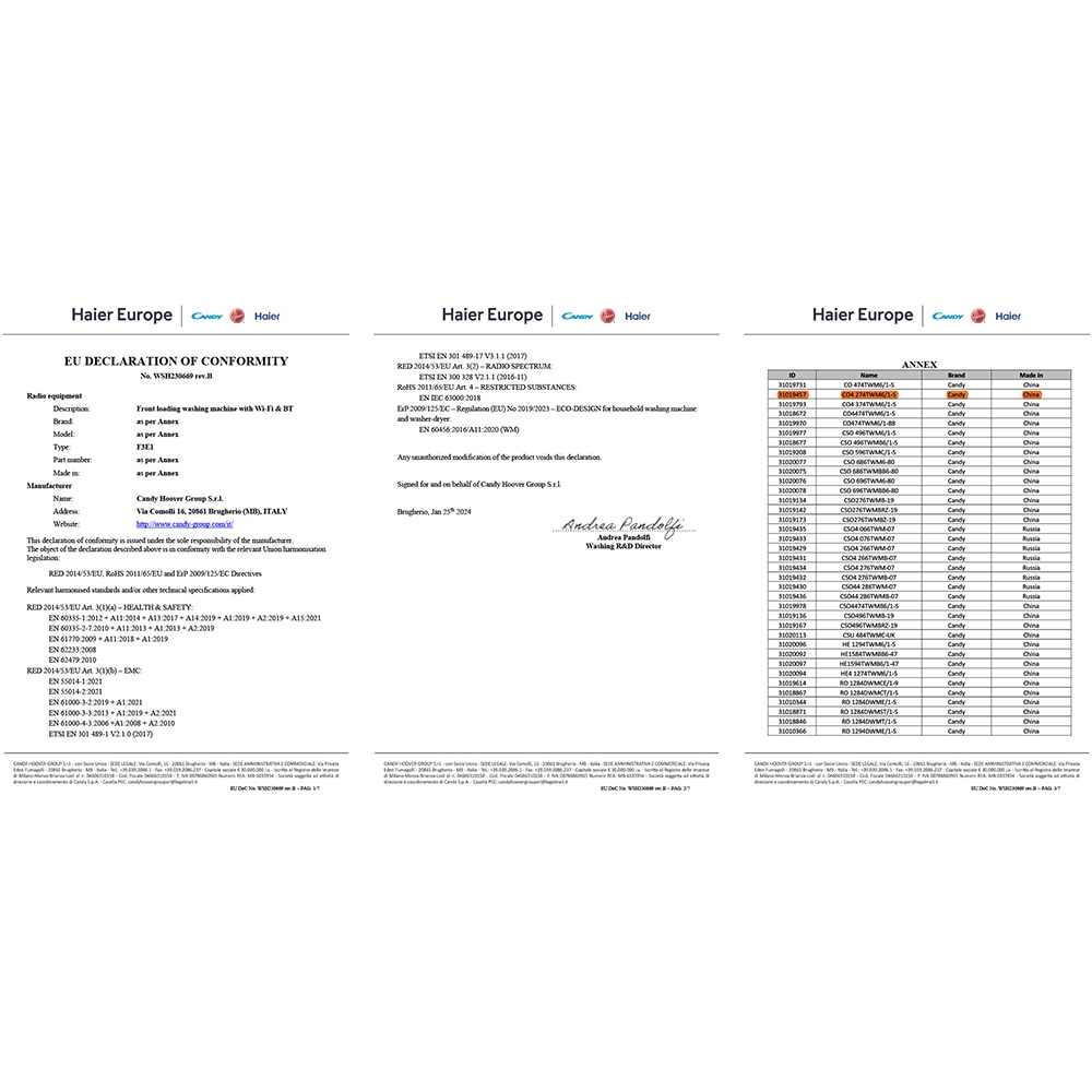 Masina de spalat rufe frontala slim CANDY CO4 274TWM6/1-S, Wi-Fi, 7 kg, 1200rpm, Clasa A, alb