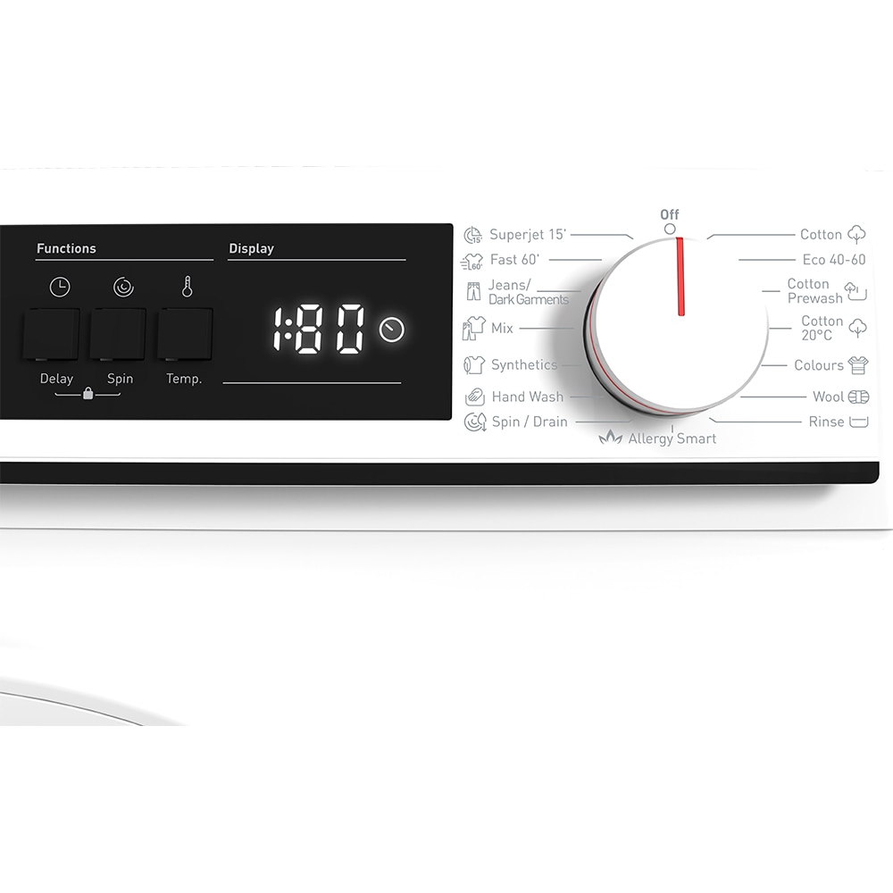 Masina de spalat rufe frontala SHARP ES-NFA814BWNA-EE, AllergySmart, 8 kg, 1400rpm, Clasa A, alb