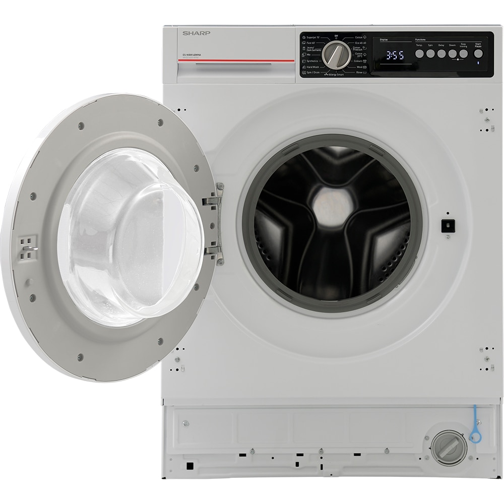 Masina de spalat rufe incorporabila SHARP ES-NIB814BWNA-EE, Steam+, AllergySmart, 8 kg, 1400rpm, Clasa A, alb