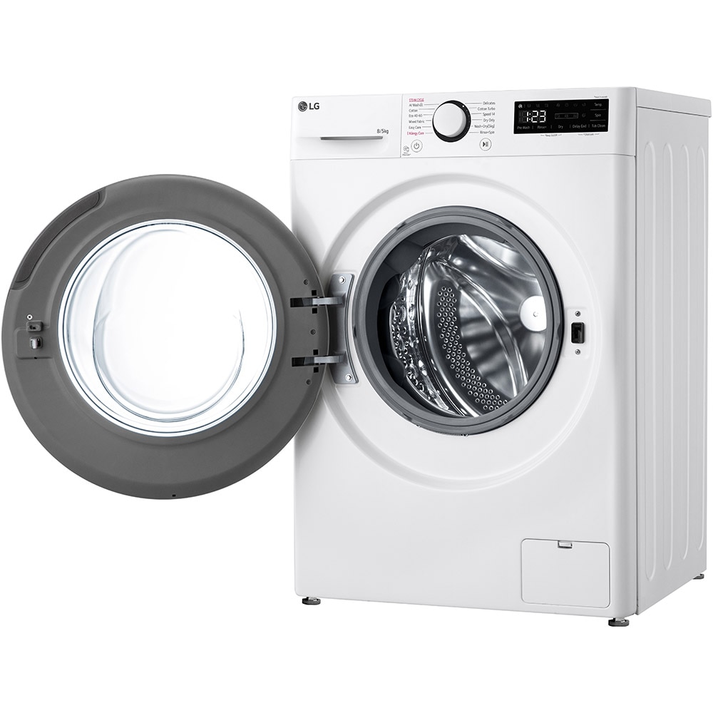 Masina de spalat rufe frontala slim cu uscator LG F2DR508SBW, Steam, AI DD, 8/5 kg, 1200rpm, Clasa A/E, alb