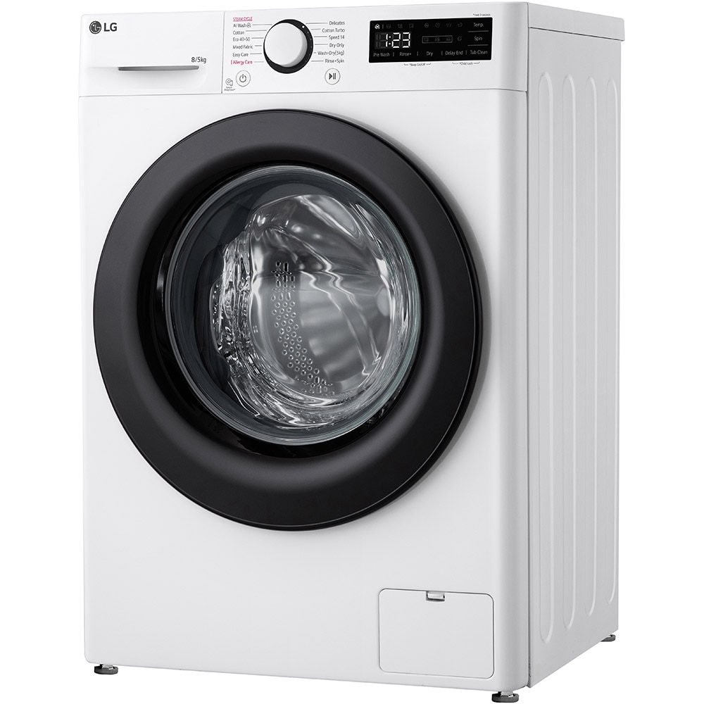 Masina de spalat rufe frontala slim cu uscator LG F2DR508SBW, Steam, AI DD, 8/5 kg, 1200rpm, Clasa A/E, alb