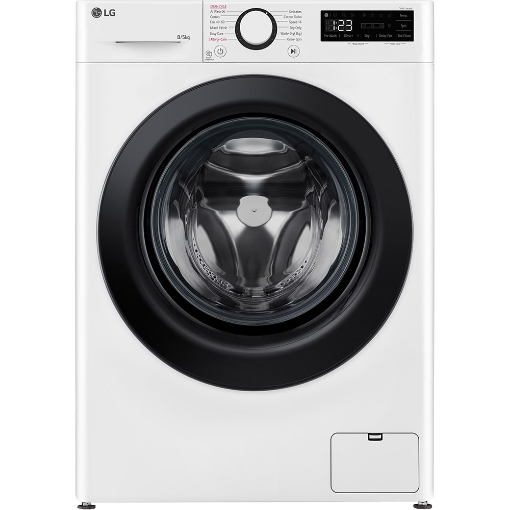 Masina de spalat rufe frontala slim cu uscator LG F2DR508SBW, Steam, AI DD, 8/5 kg, 1200rpm, Clasa A/E, alb