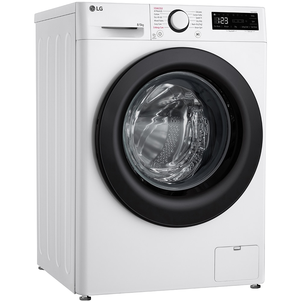 Masina de spalat rufe frontala slim cu uscator LG F2DR508SBW, Steam, AI DD, 8/5 kg, 1200rpm, Clasa A/E, alb