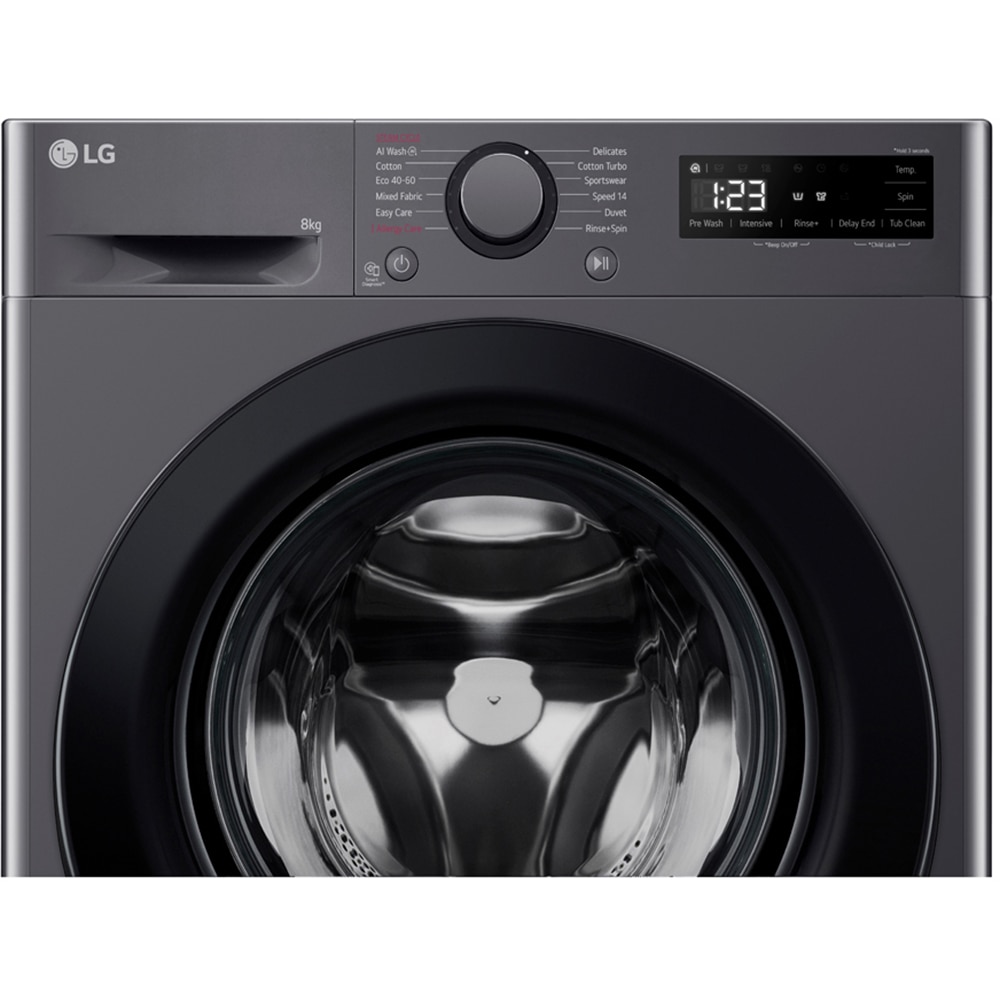 Masina de spalat rufe frontala slim LG F2WR508SBM, Steam, 8 kg, 1200rpm, Clasa A, negru
