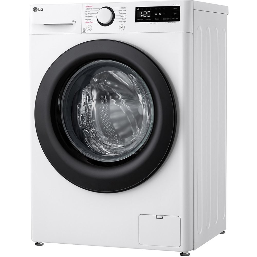 Masina de spalat rufe frontala slim LG F2WR508SBW, Steam, 8 kg, 1200rpm, Clasa A, alb