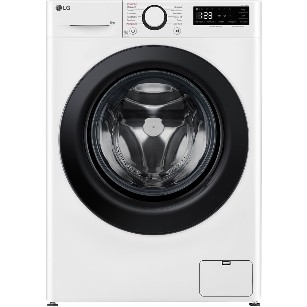 Masina de spalat rufe frontala slim LG F2WR508SBW, Steam, 8 kg, 1200rpm, Clasa A, alb